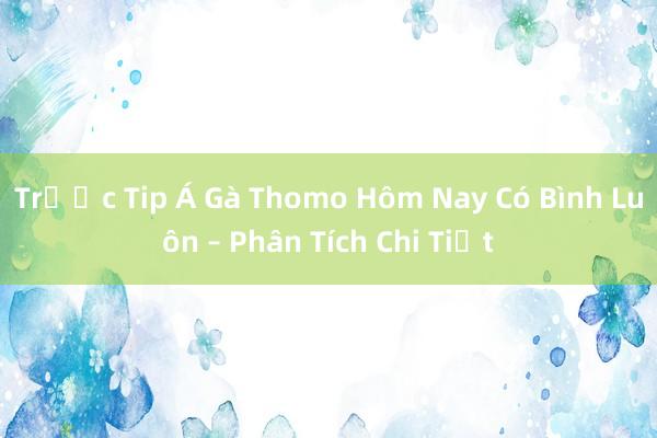 Trước Tip Á Gà Thomo Hôm Nay Có Bình Luôn – Phân Tích Chi Tiết