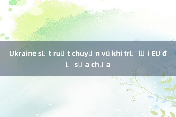 Ukraine sốt ruột chuyển vũ khí trở lại EU để sửa chữa