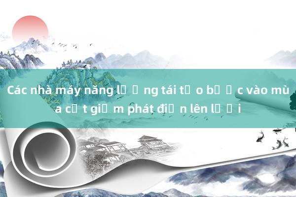 Các nhà máy năng lượng tái tạo bước vào mùa cắt giảm phát điện lên lưới