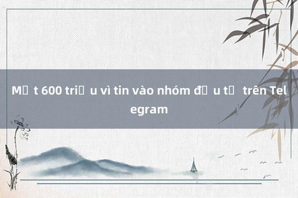 Mất 600 triệu vì tin vào nhóm đầu tư trên Telegram